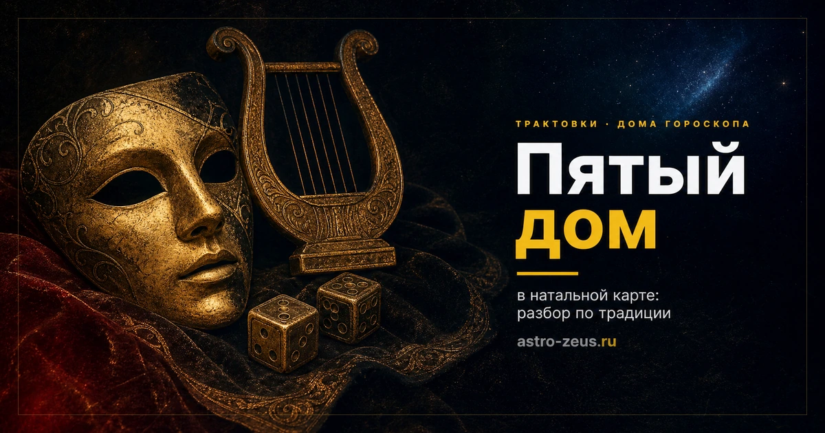 Золочёная театральная маска, лира и игральные кости на бархате